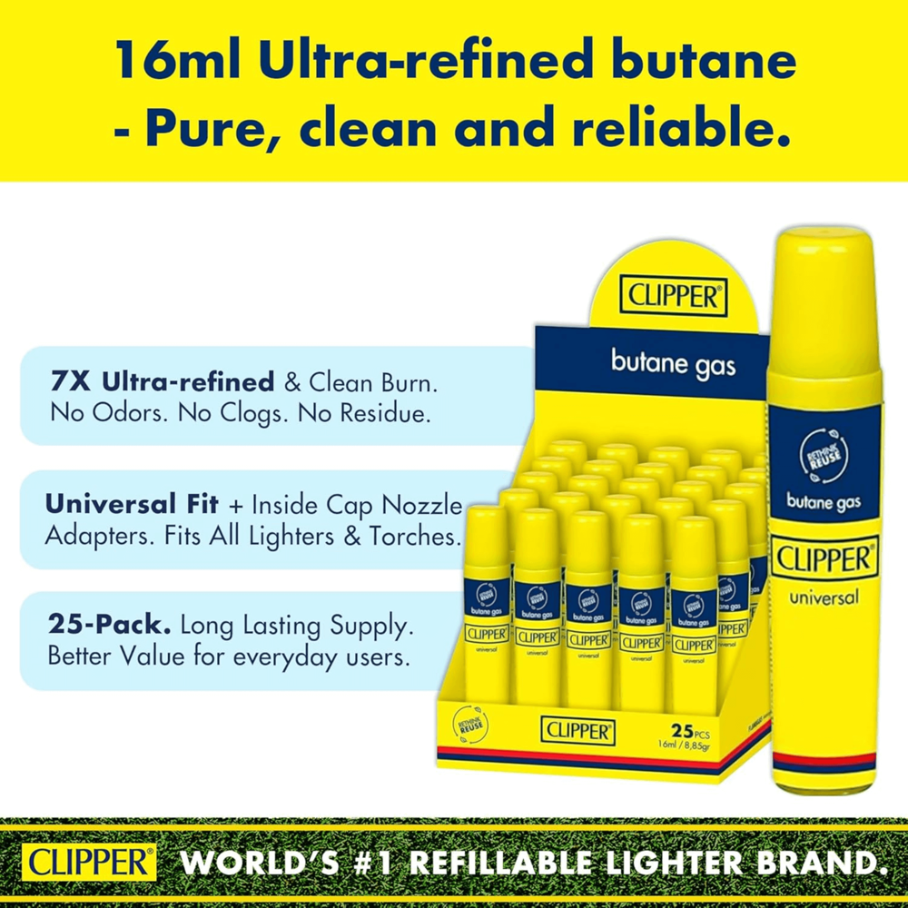 Clipper Butane Gas Yellow 16 mL 25pcs ($0.99 per Unit)