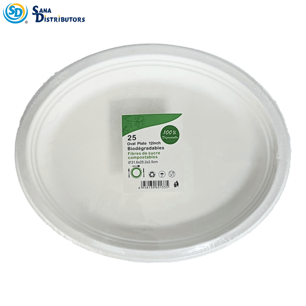 Sd Disposable Oval Plates 12" - 25 Pcs