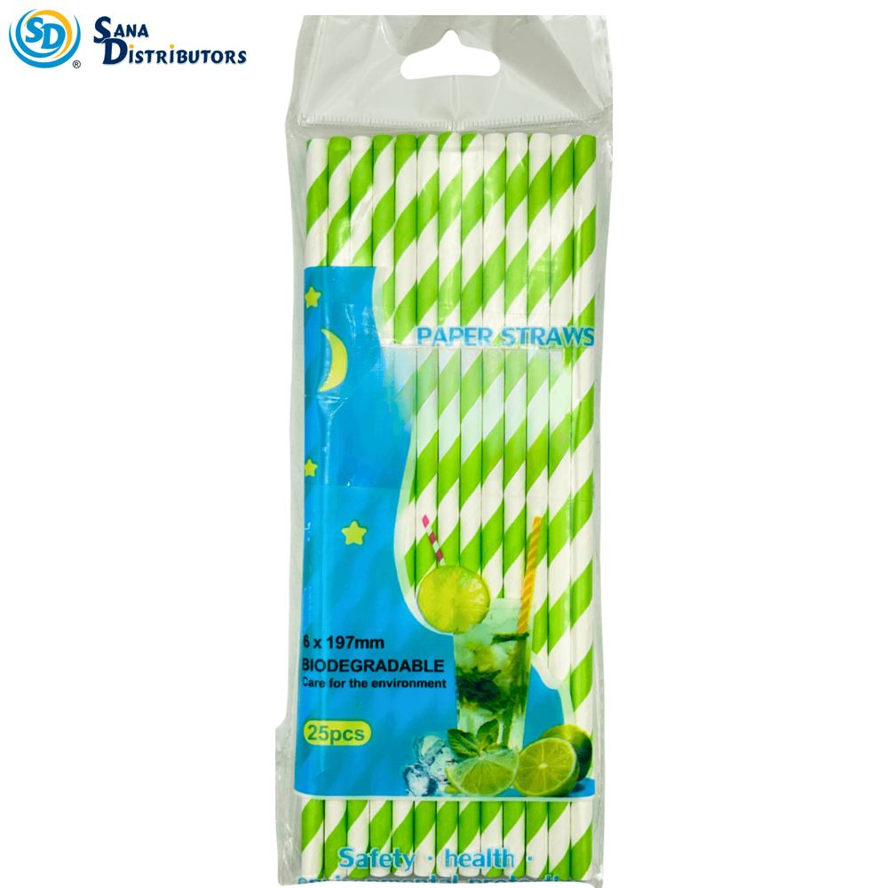 Paper Straws [8"] 25pcs - Assorted Colours