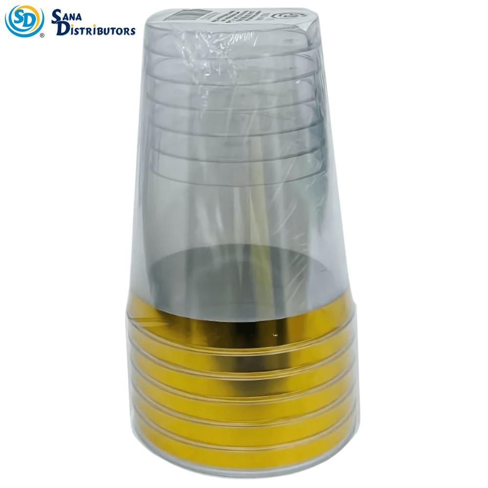 Plastic Cup Gold 10 Oz 6 Pcs