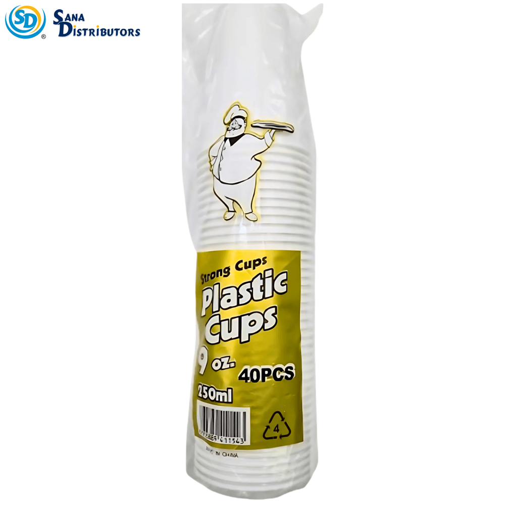 Plastic White Cup 9 Oz 40 Pcs