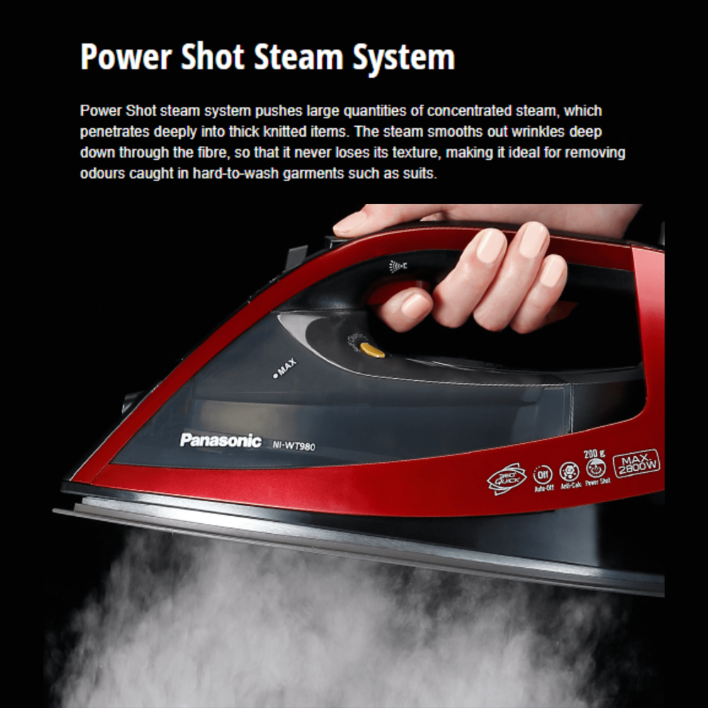 Panasonic Optimal Care Steam Iron ni-wt980 - Metallic Red