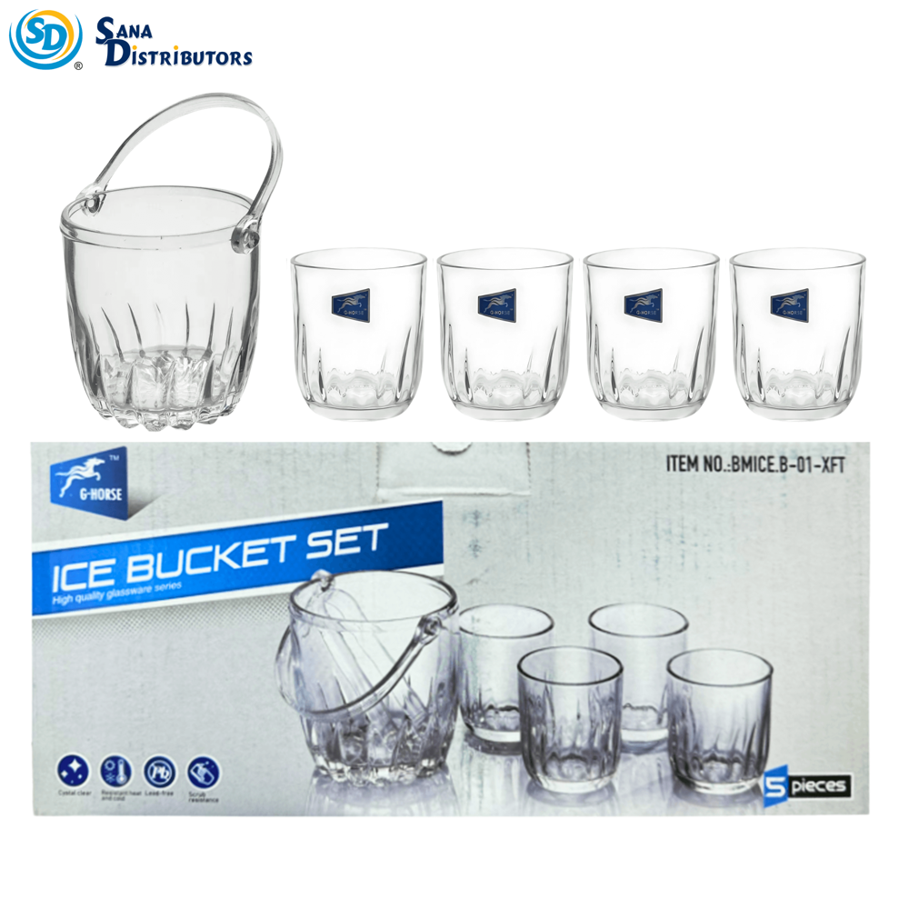 Glass Ice Bucket Set 5pcs