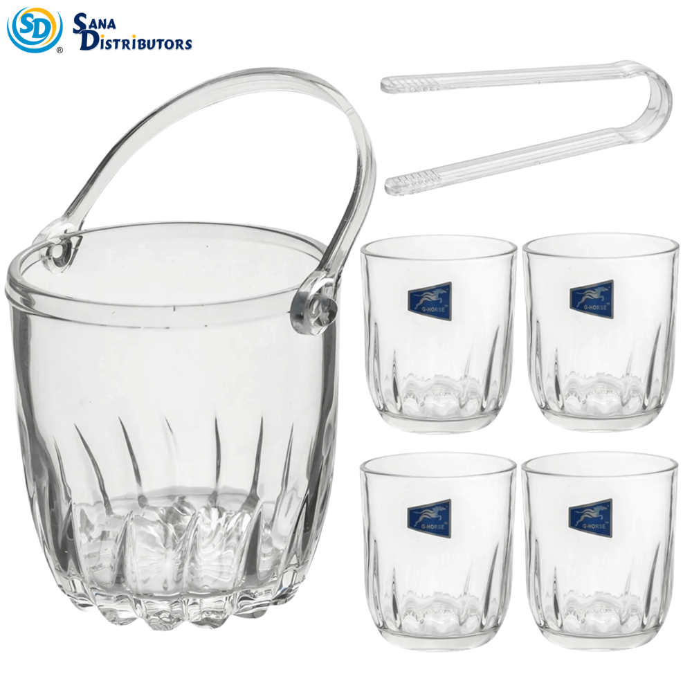 Glass Ice Bucket Set 5pcs