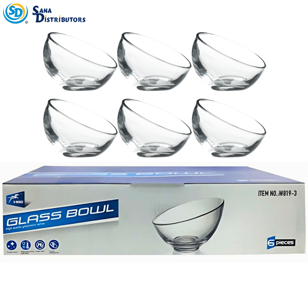 Slanted Glass Bowl Set 6pcs