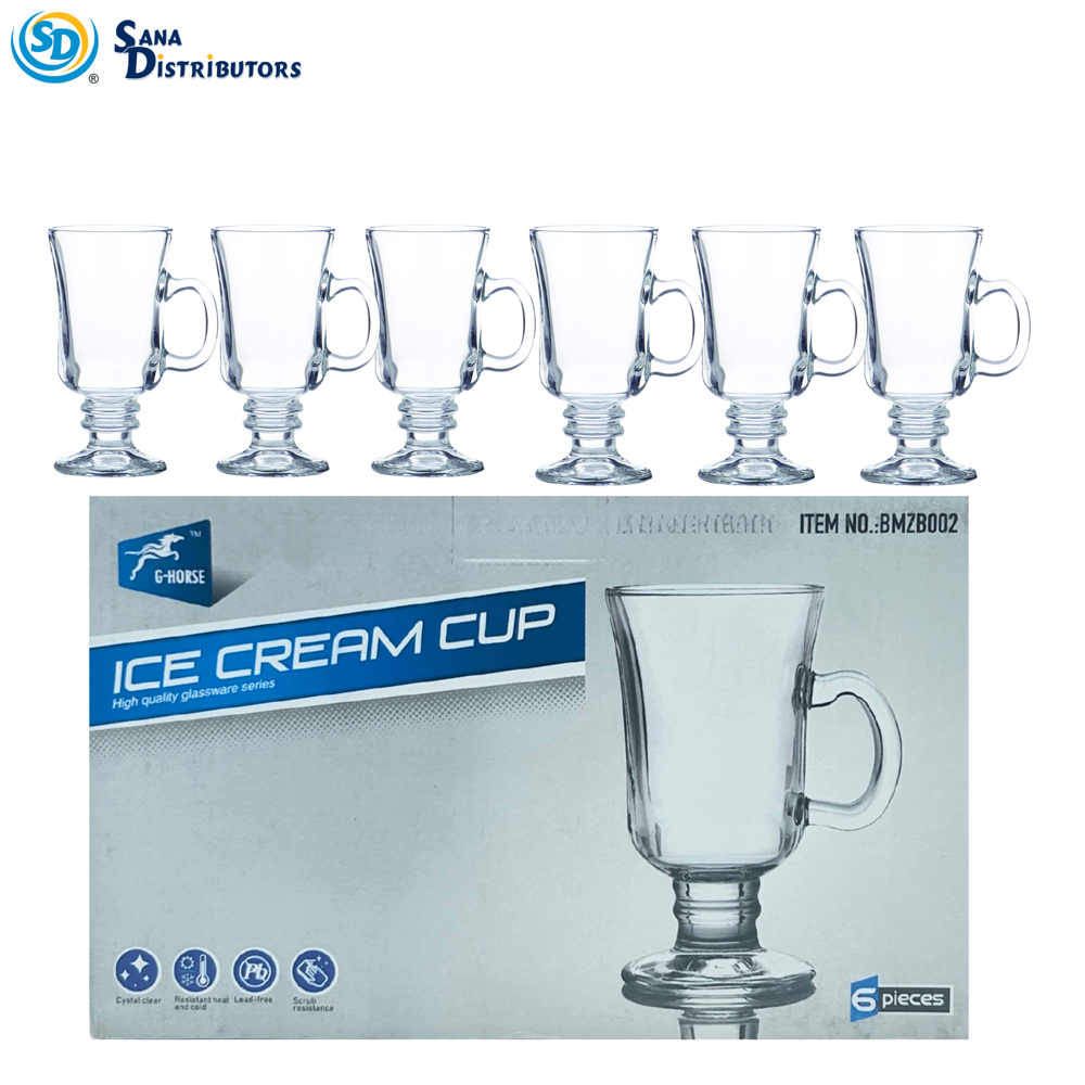 Glass Ice Cream Cup 240 mL 6pcs [6" x 2.5"]