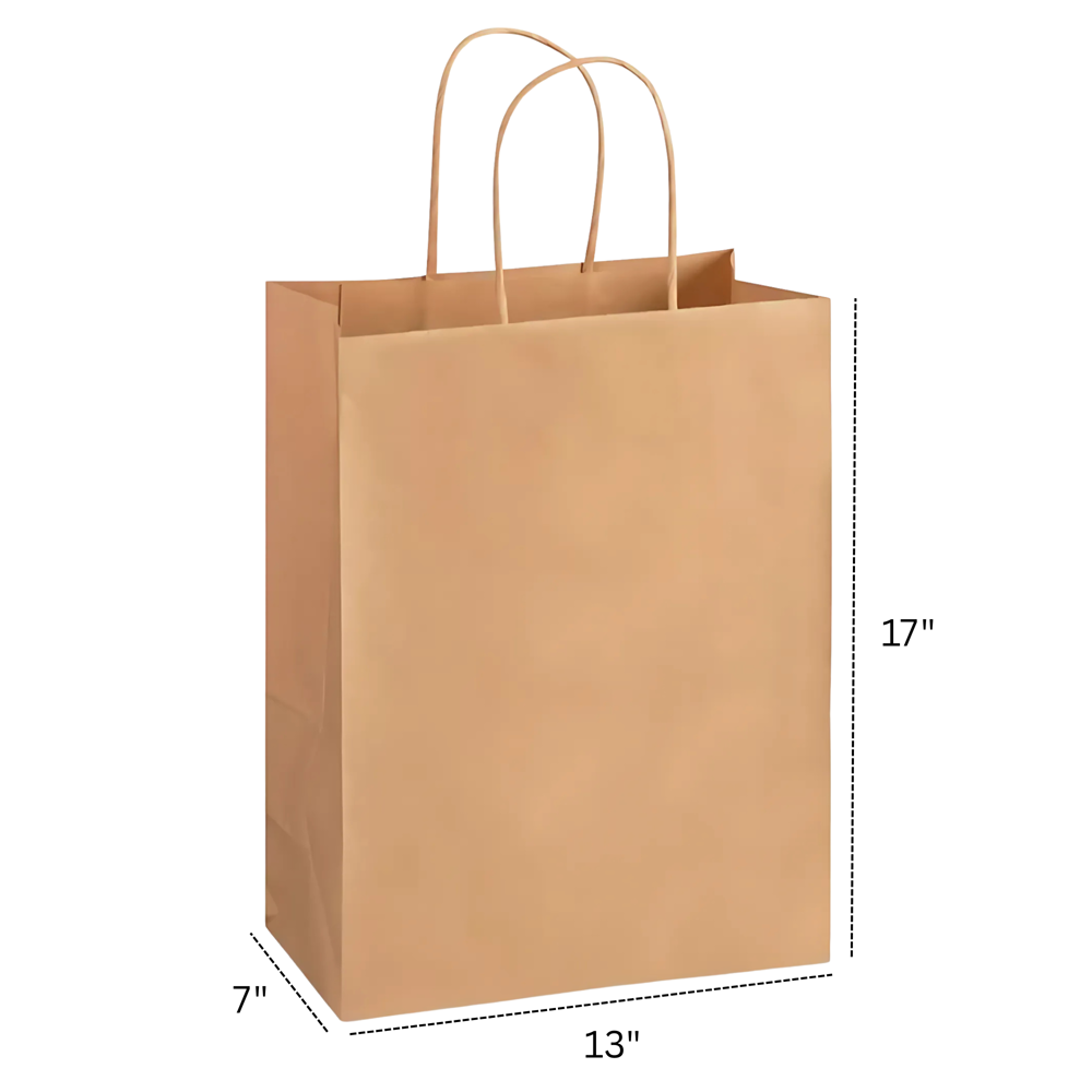 Kraft Paper Bags [13" x 7" x 17"] 250pcs - Brown