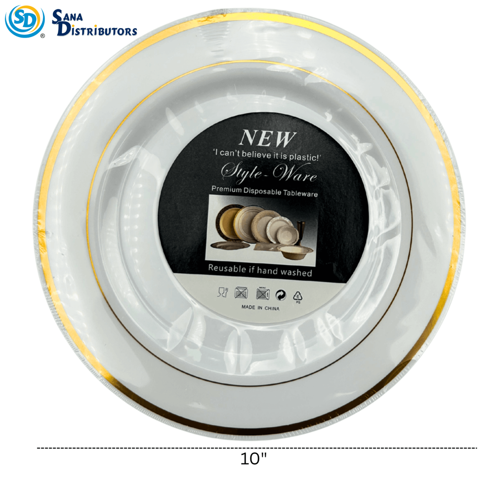 Plastic Plate Gold 10" 3 Pcs