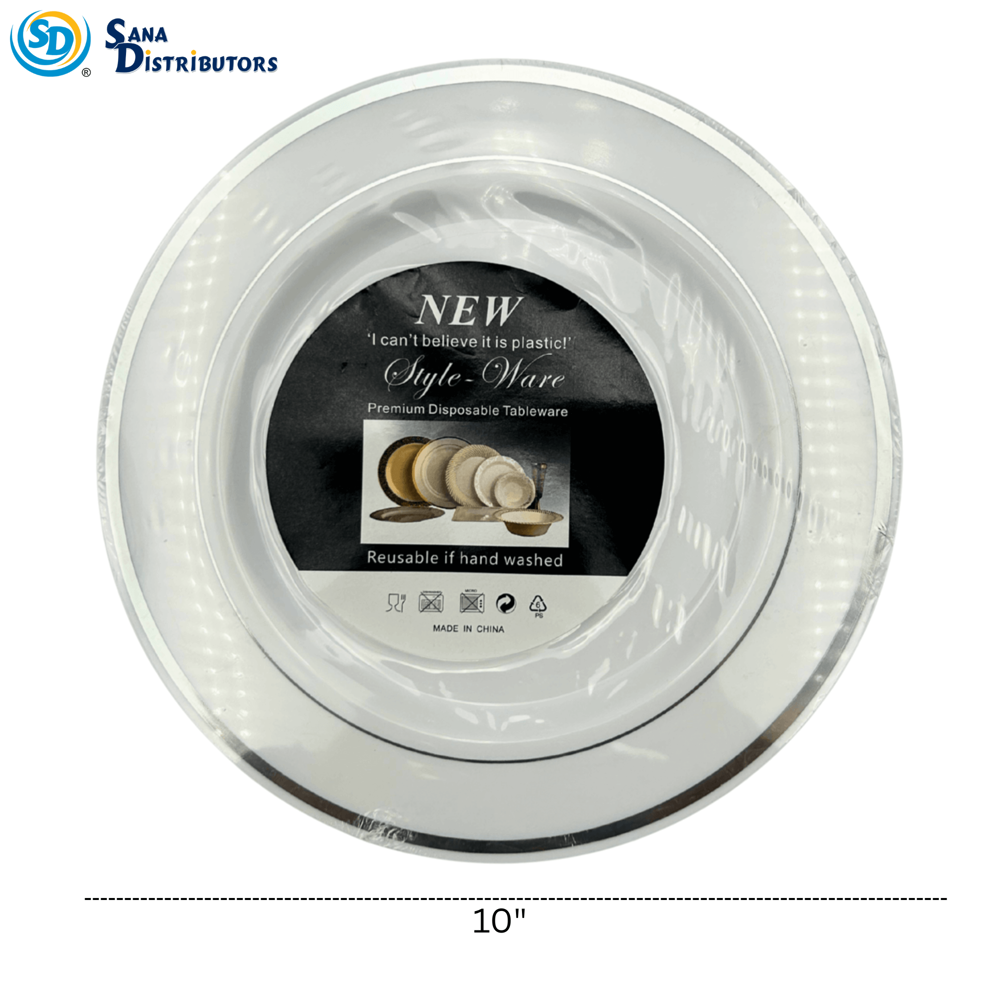 Plastic Plate Silver 10" Pcs