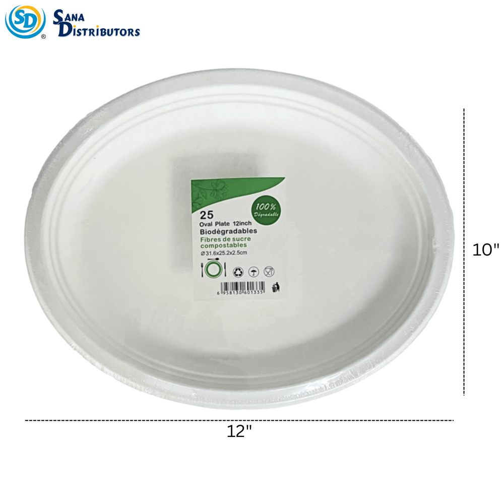 Sd Disposable Oval Plates 12" - 25 Pcs