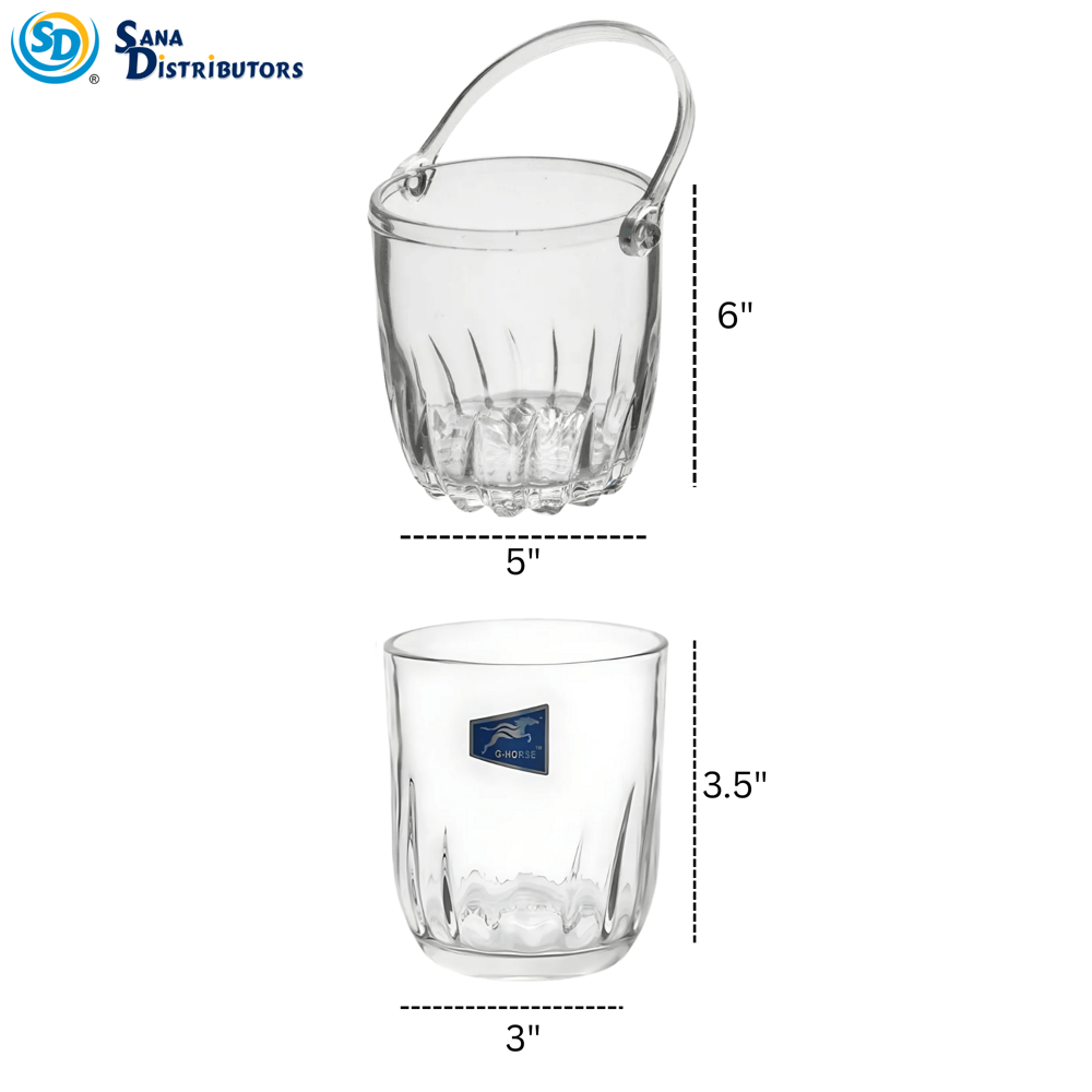 Glass Ice Bucket Set 5pcs