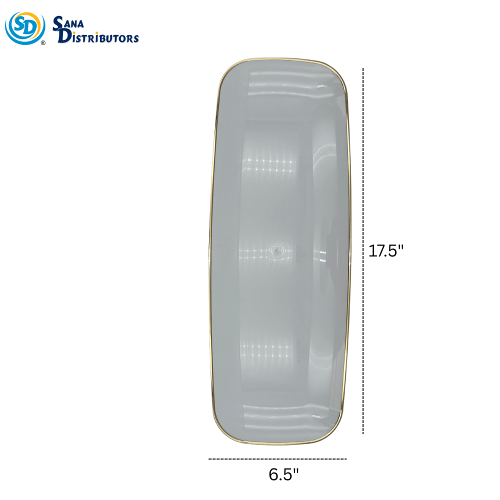 Plastic Plate Gold Boarder Design 6.5*17.5" 1pc