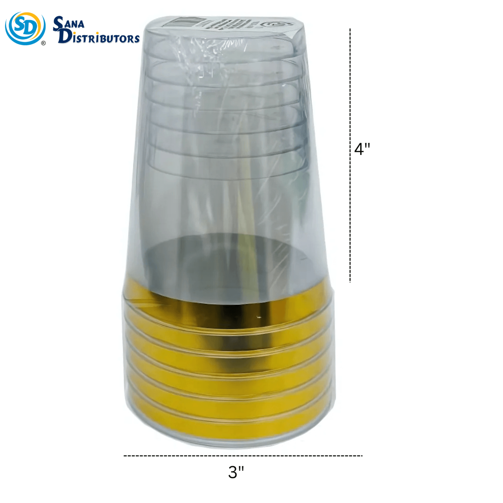 Plastic Cup Gold 10 Oz 6 Pcs