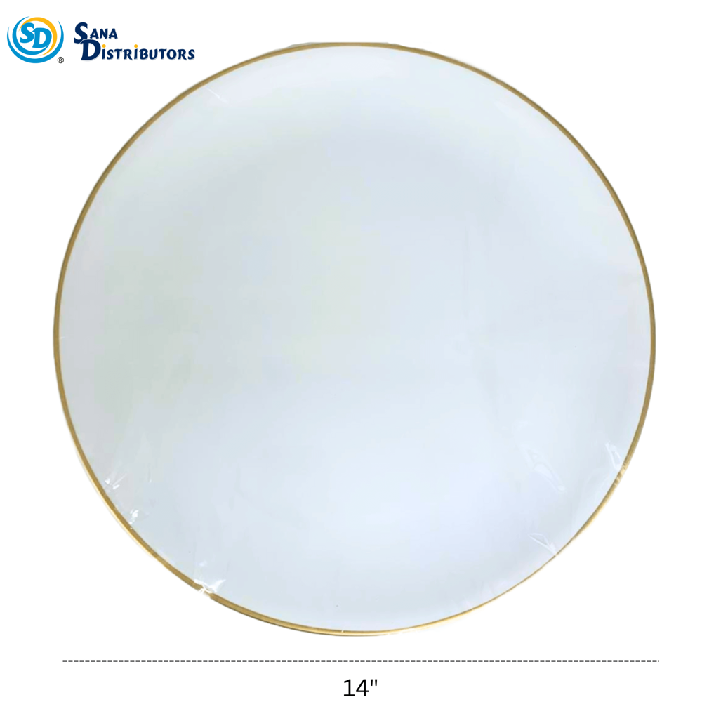 Plastic Plate Round Gold Design 14"