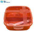 Plastic Lunch Box with Spoon - Assorted Colours [5" x 5" x 3"]