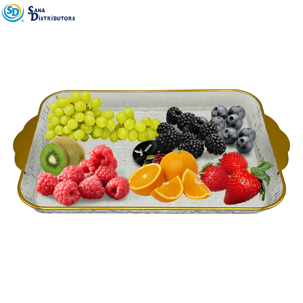 Plastic Serving Plate W/ Gold Trim [15" x 11"]