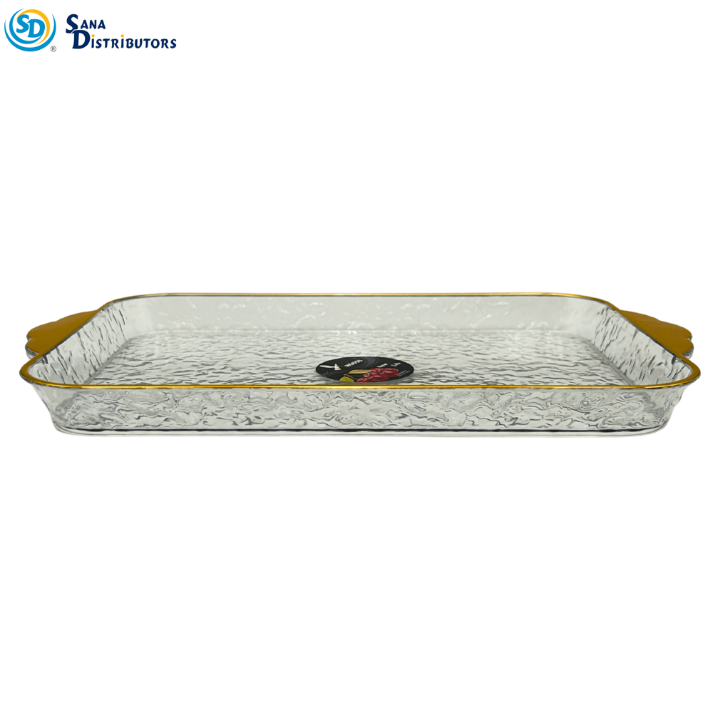 Plastic Serving Plate W/ Gold Trim [15" x 11"]