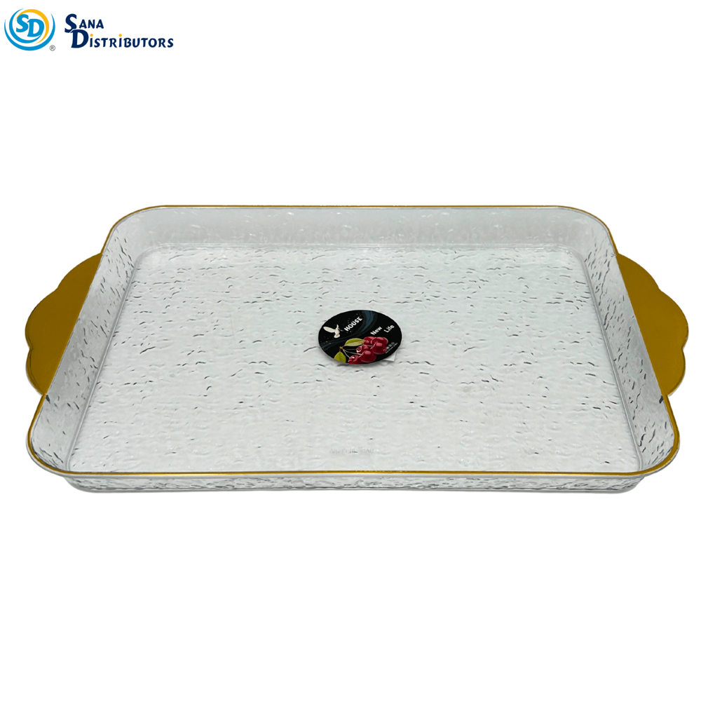 Plastic Serving Plate W/ Gold Trim [11" x 8"]