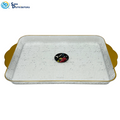 Plastic Serving Plate W/ Gold Trim [11" x 8"]