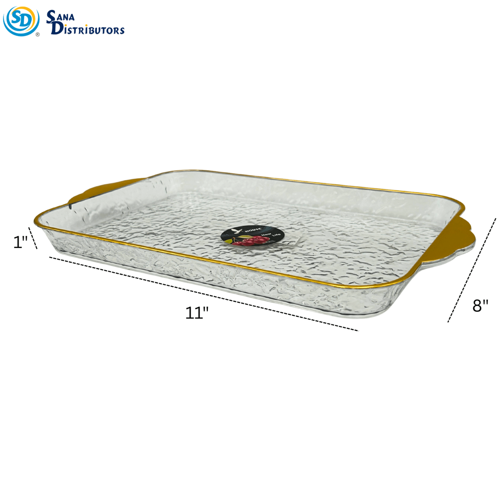 Plastic Serving Plate W/ Gold Trim [11" x 8"]