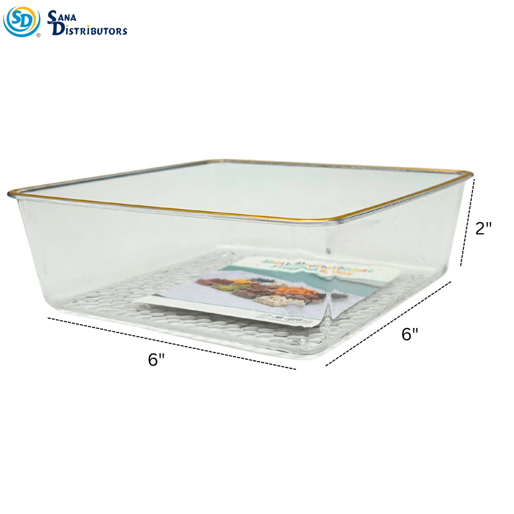 Plastic Square Storage Box 6" x 6" x 2"