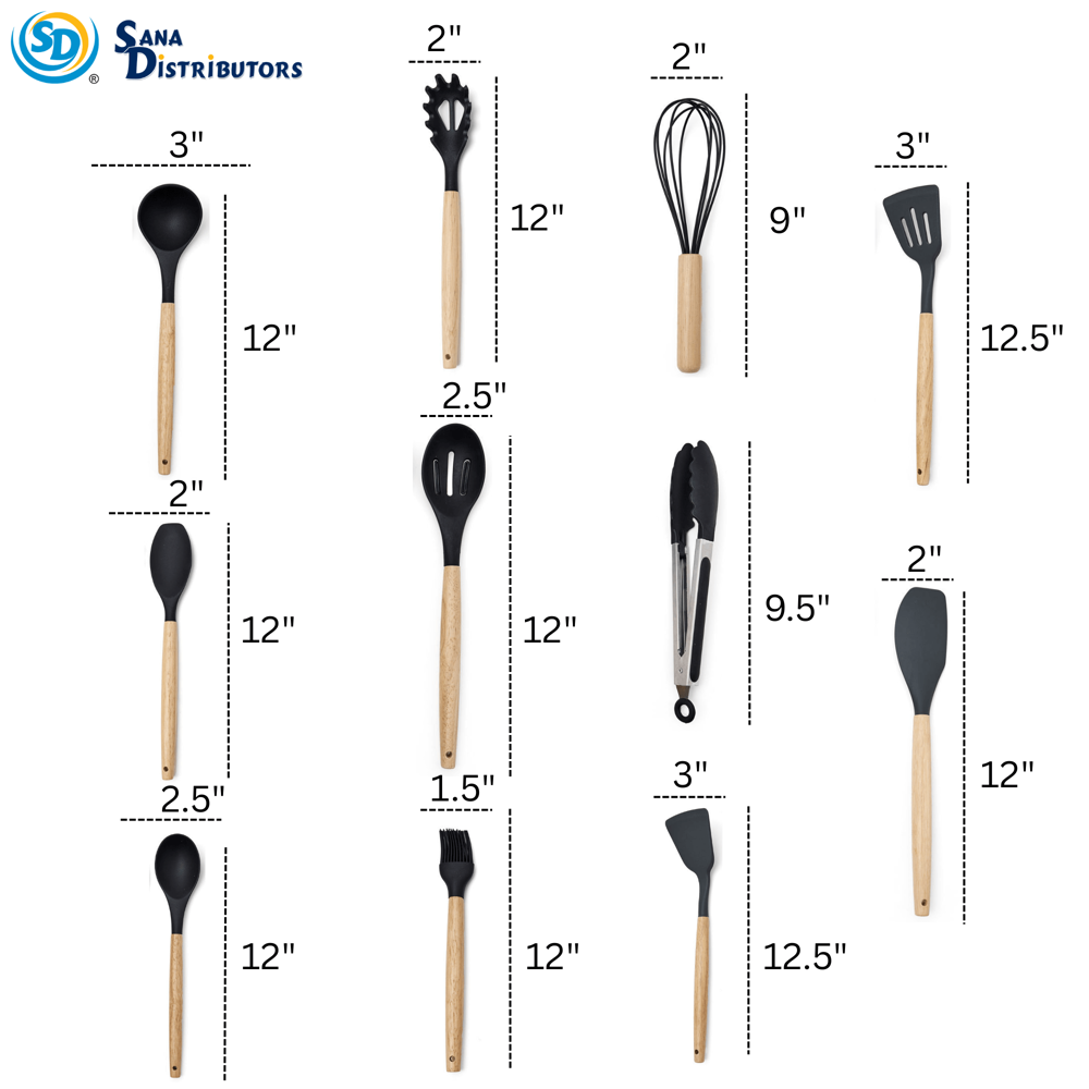 Silicone Kitchen Utensil Set 12" 12pcs