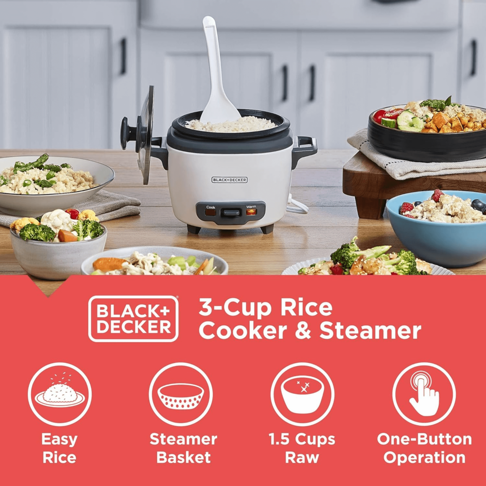 Black + Decker 3-cup Rice Cooker #rc503 (Brand New)