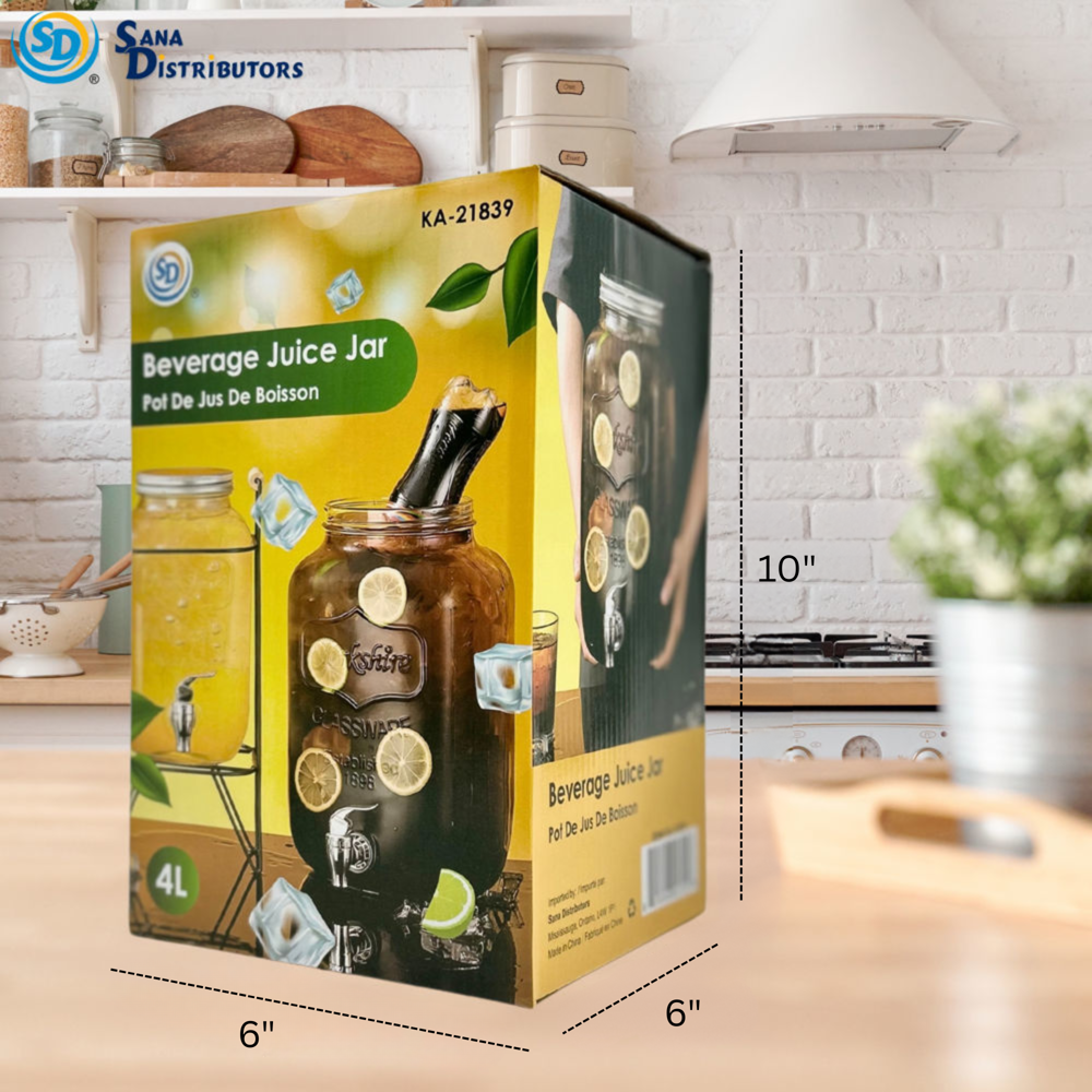 Sd Glass Beverage Jar 4 L