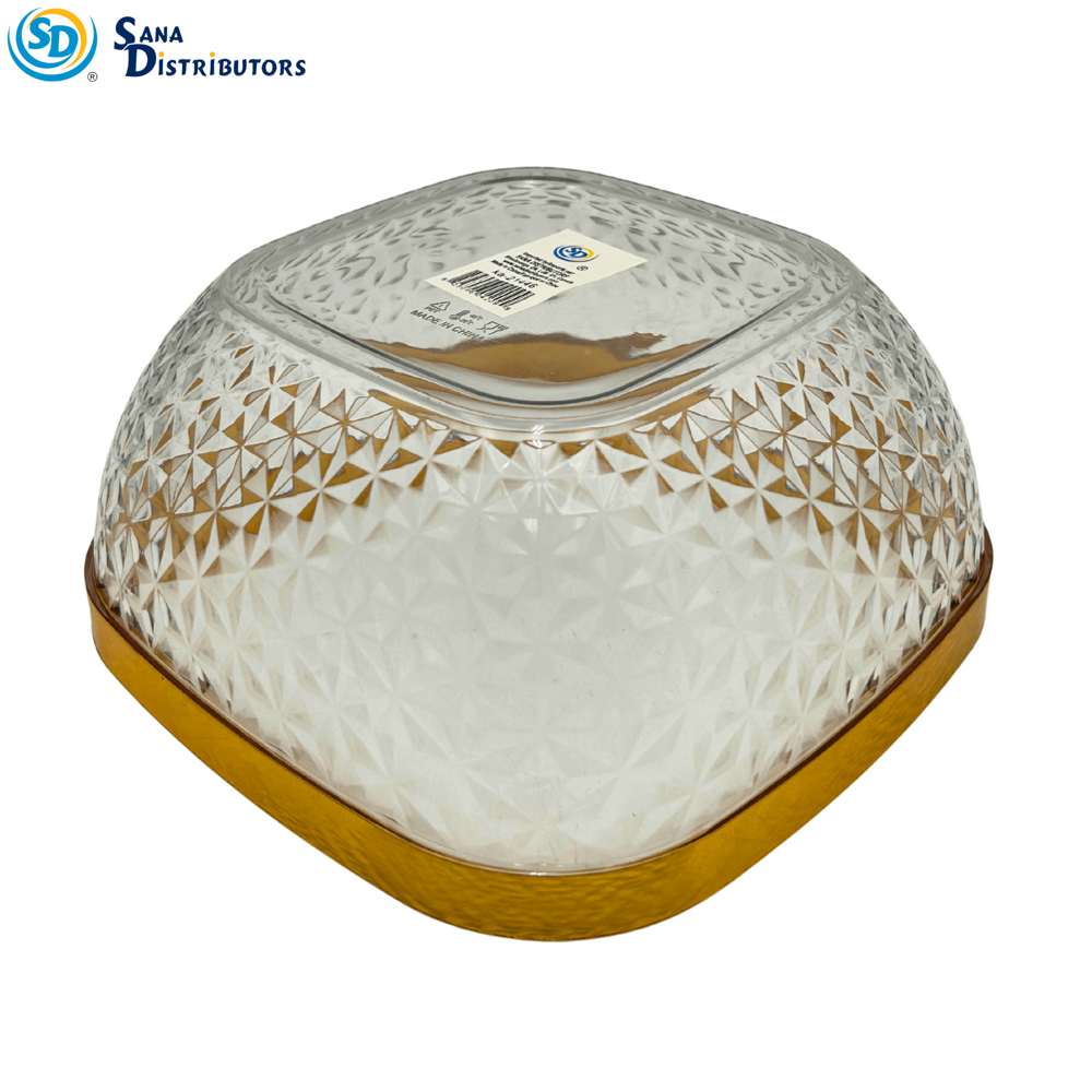 Plastic Bowl W/ Gold Trim 8" x 8" x 4"