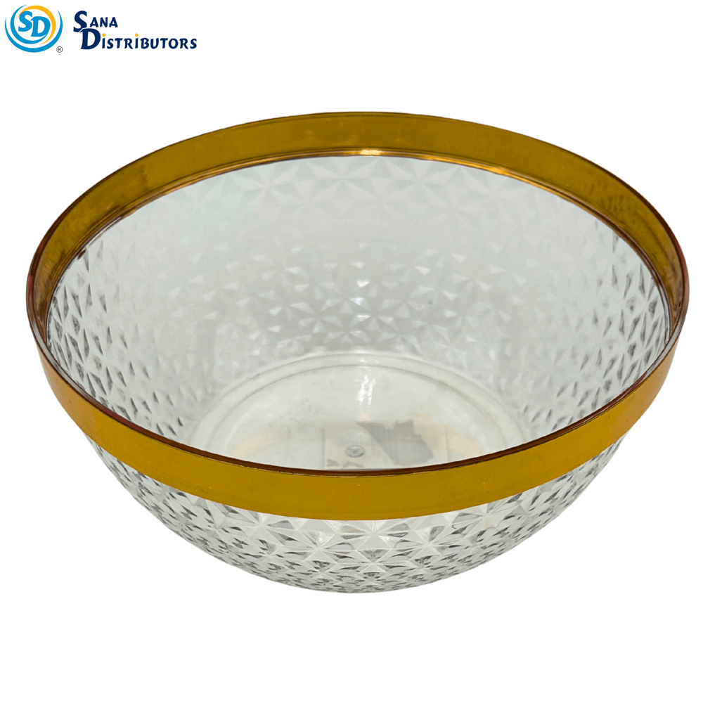 Plastic Bowl W/ Gold Trim 9" x 4"