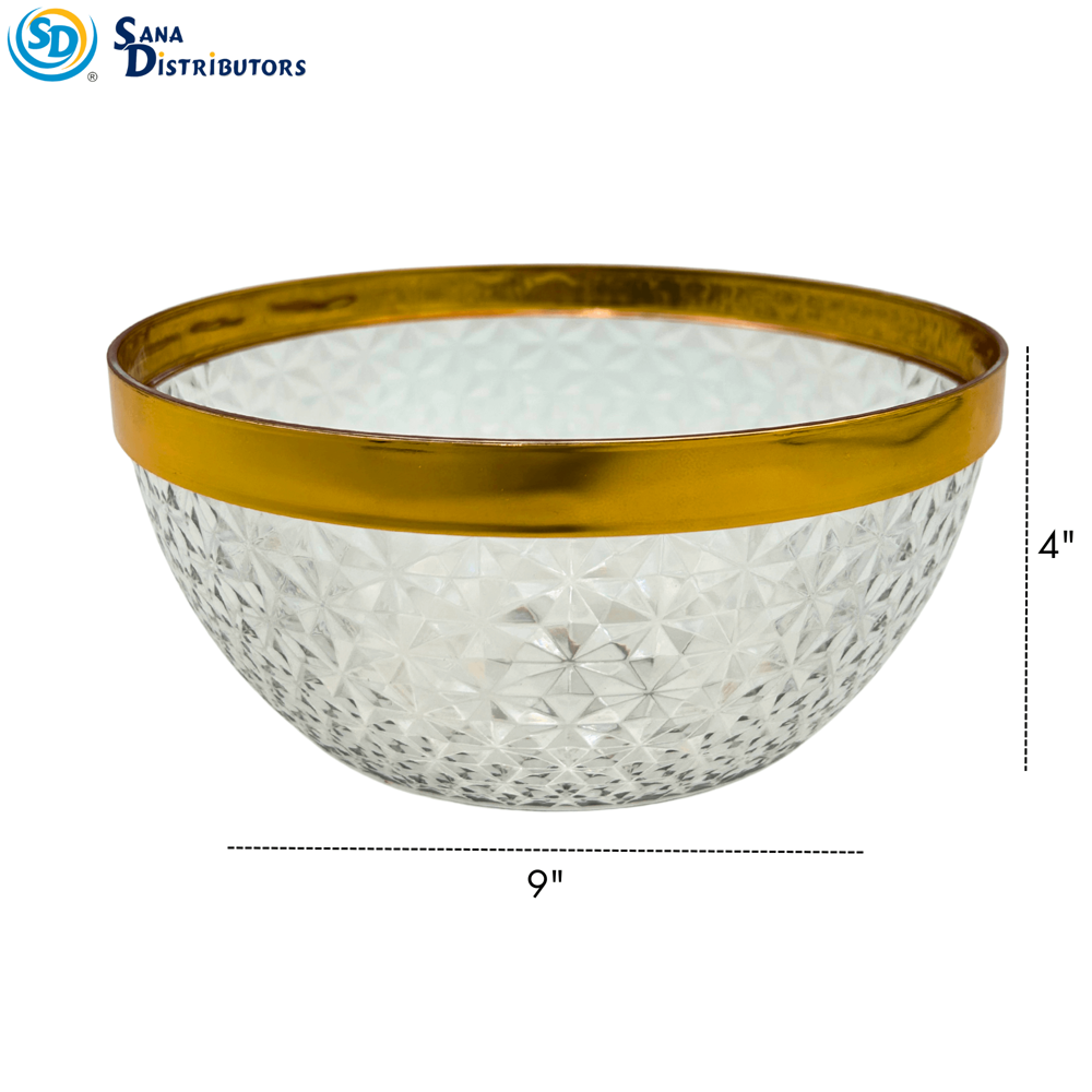 Plastic Bowl W/ Gold Trim 9" x 4"