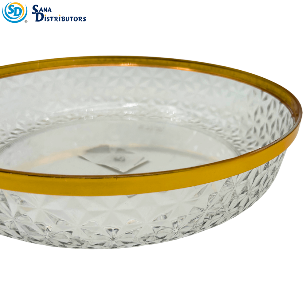 Plastic Bowl- Round W/ Gold Trim 10" x 2"