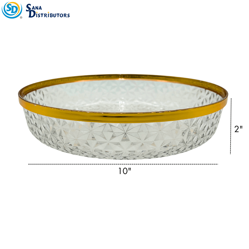 Plastic Bowl- Round W/ Gold Trim 10" x 2"