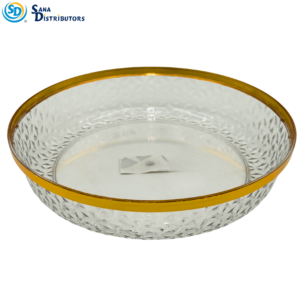 Plastic Bowl- Round W/ Gold Trim 10" x 2"