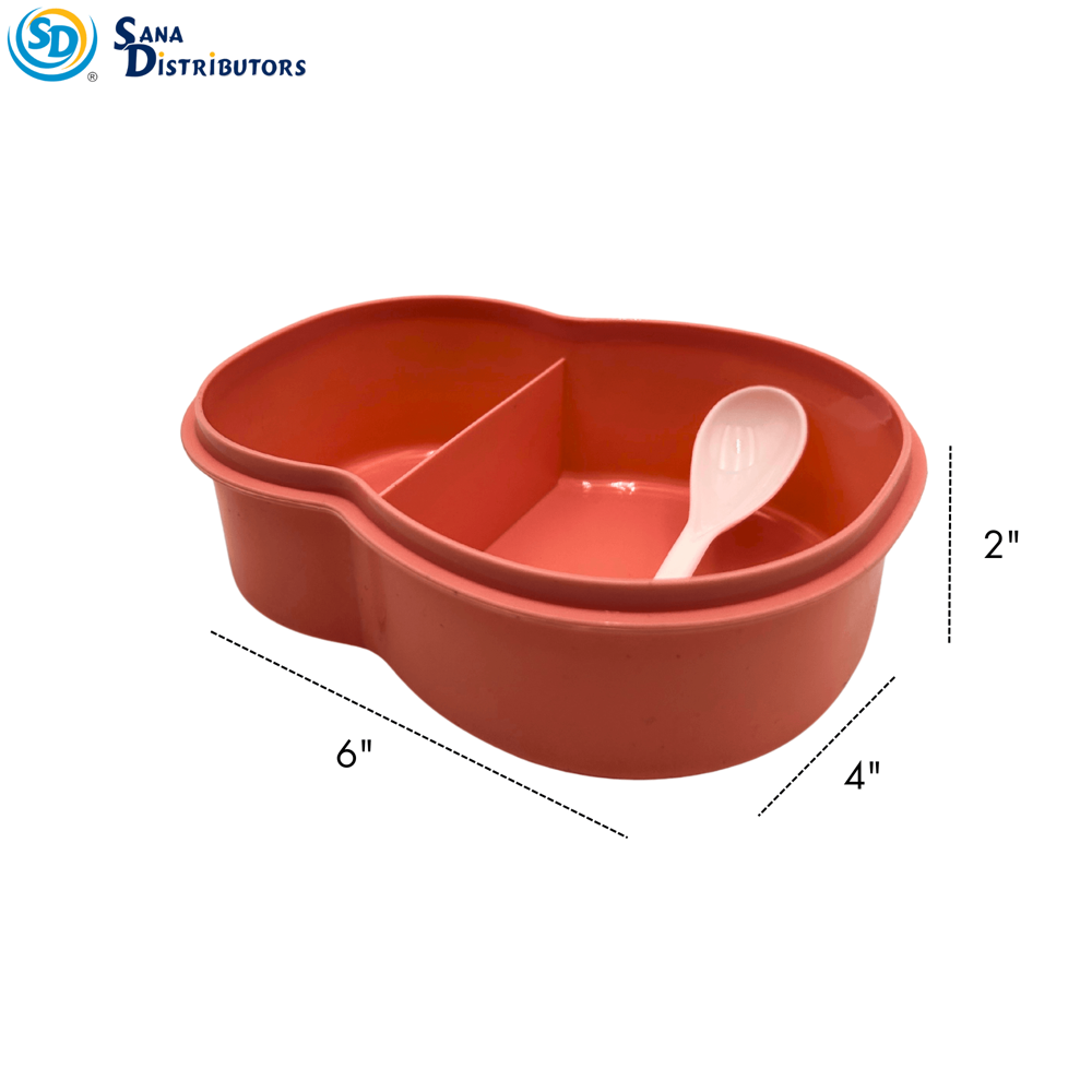 Plastic Lunch Box W/ Spoon - Assorted Colours