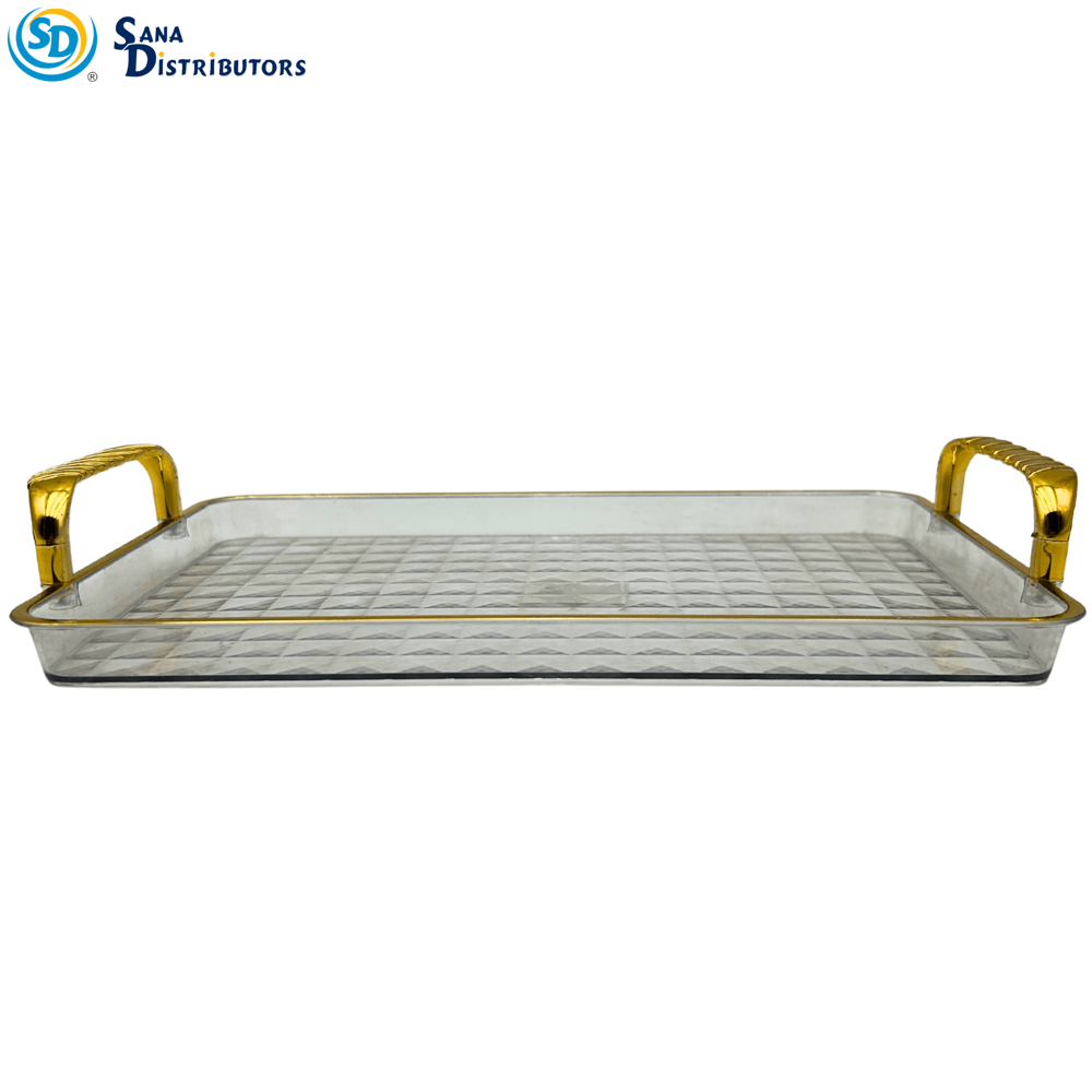 Plastic Tray W/ Gold Trim 12"