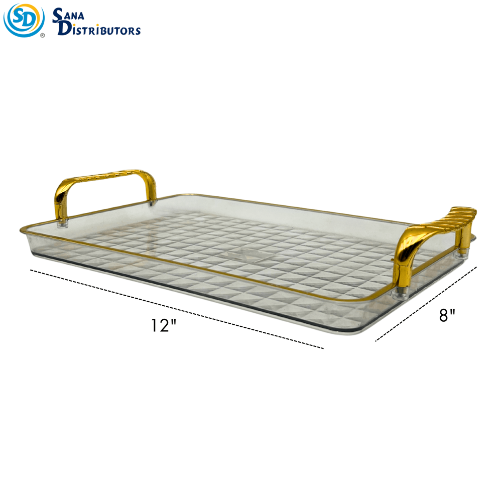 Plastic Tray W/ Gold Trim 12"