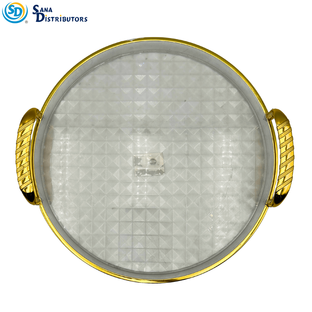 Plastic Tray - Round W/gold Trim 10"