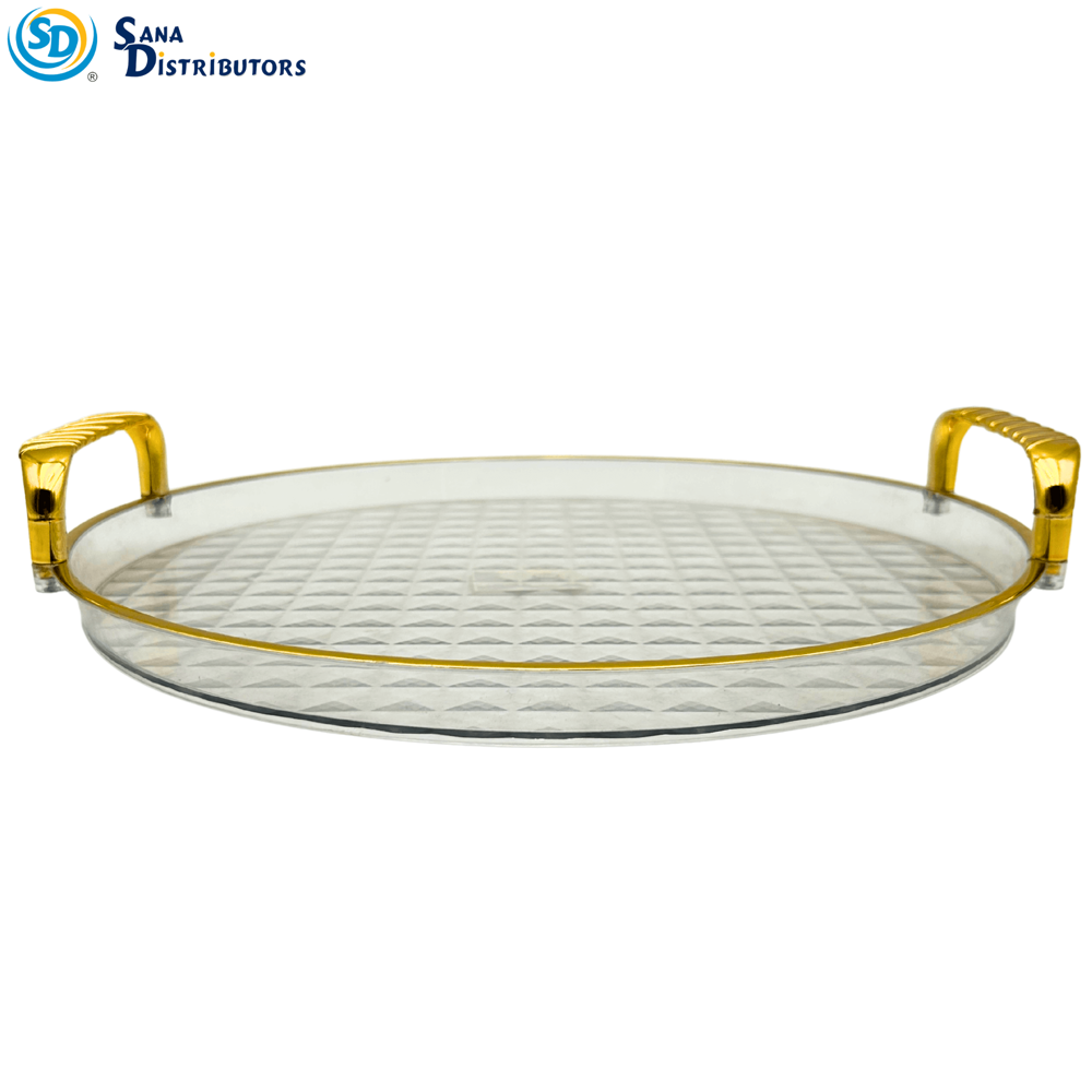 Plastic Tray - Round W/gold Trim 10"