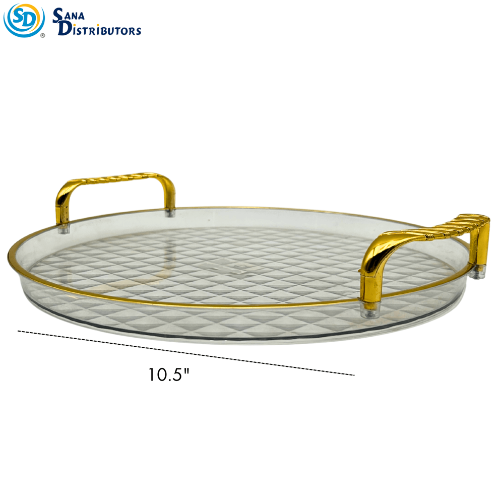 Plastic Tray - Round W/gold Trim 10"