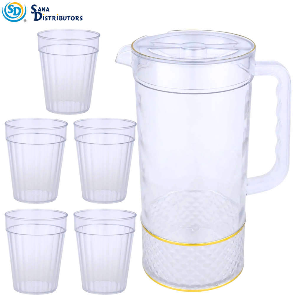 Plastic Jug Set W/ Gold Trim