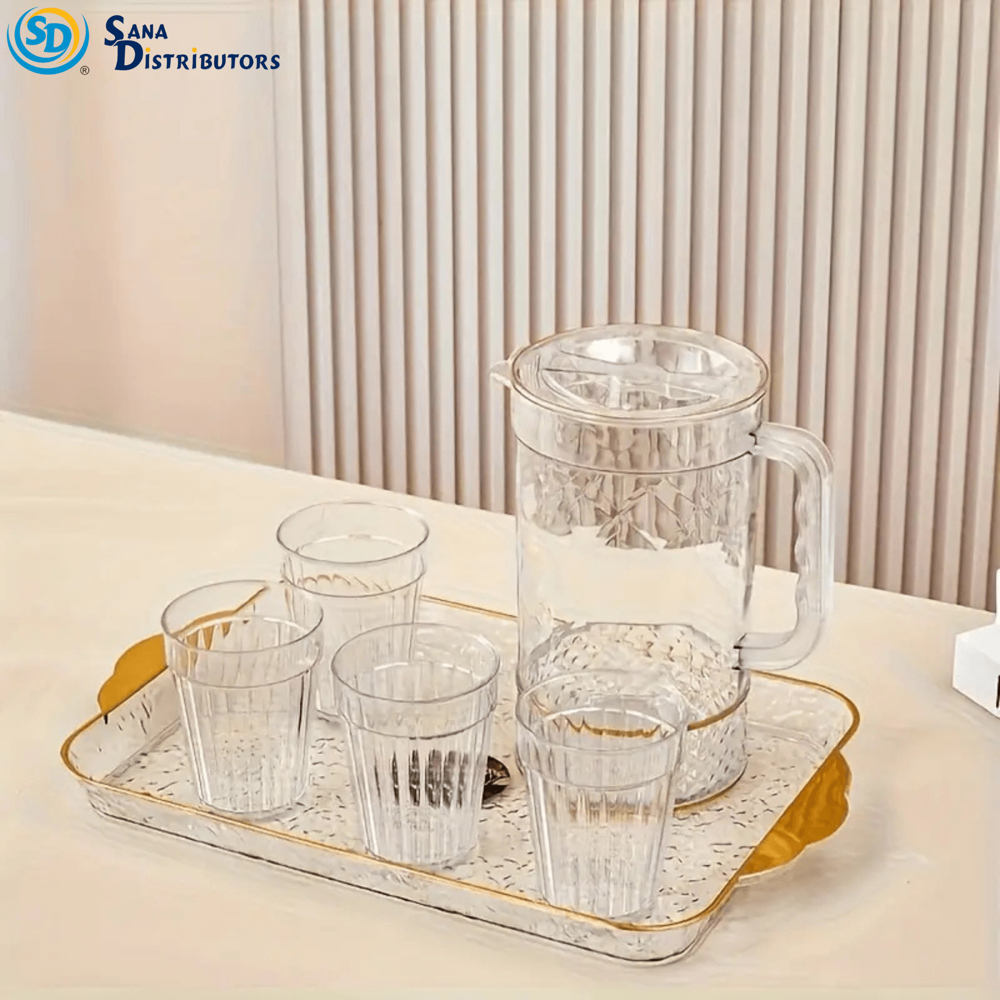 Plastic Jug Set W/ Gold Trim