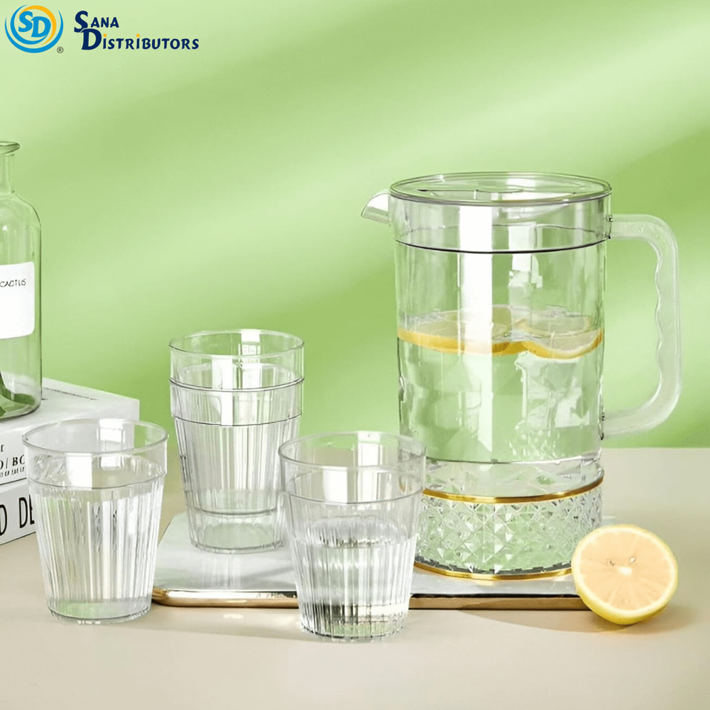 Plastic Jug Set W/ Gold Trim