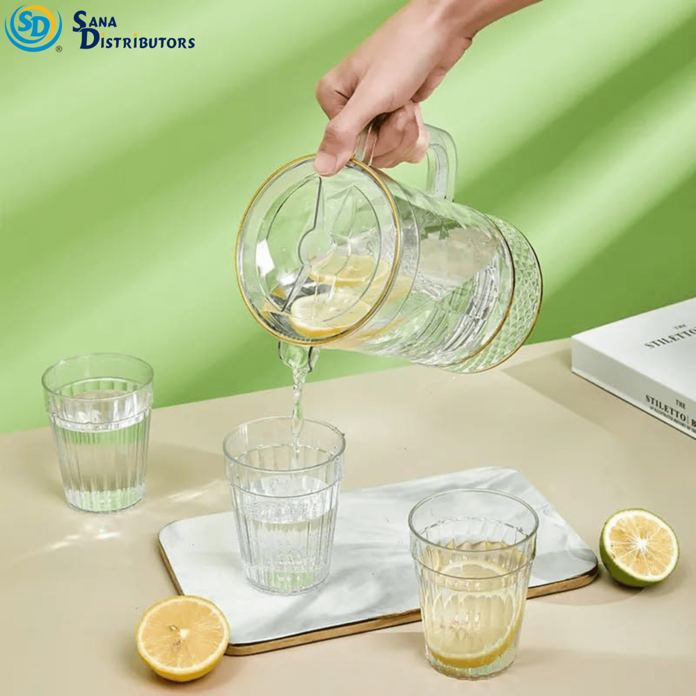 Plastic Jug Set W/ Gold Trim