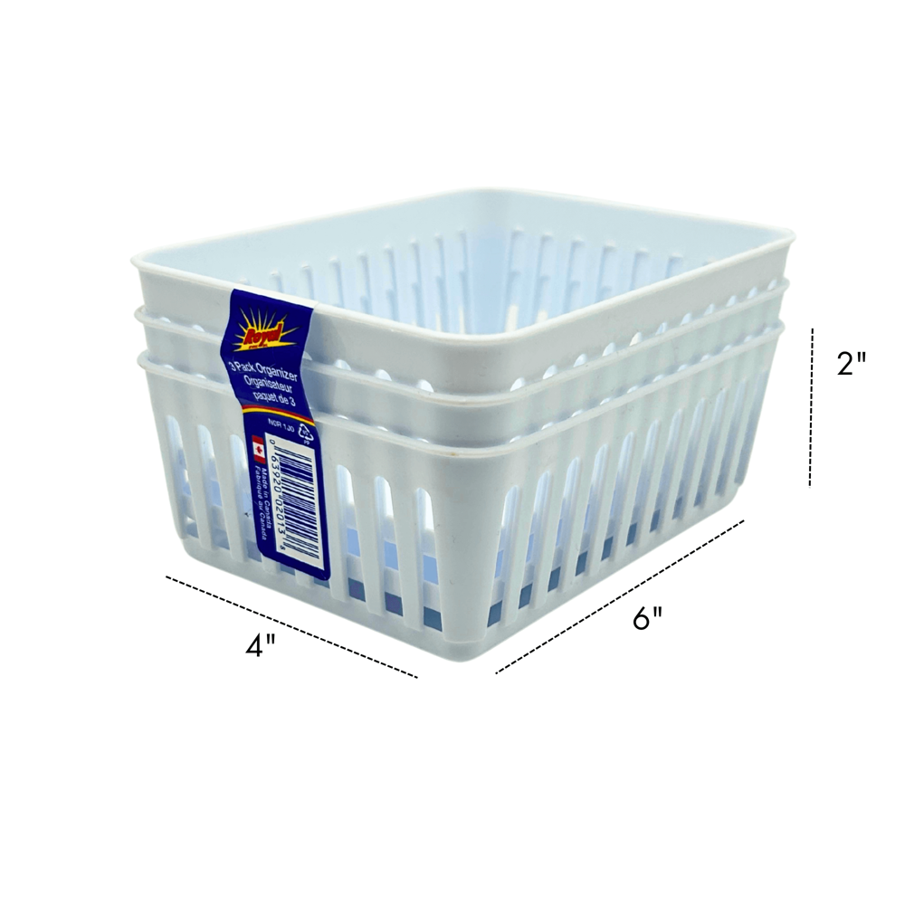 Royal Plastic Square Basket 6"x4.5"x2.5" 3pcs