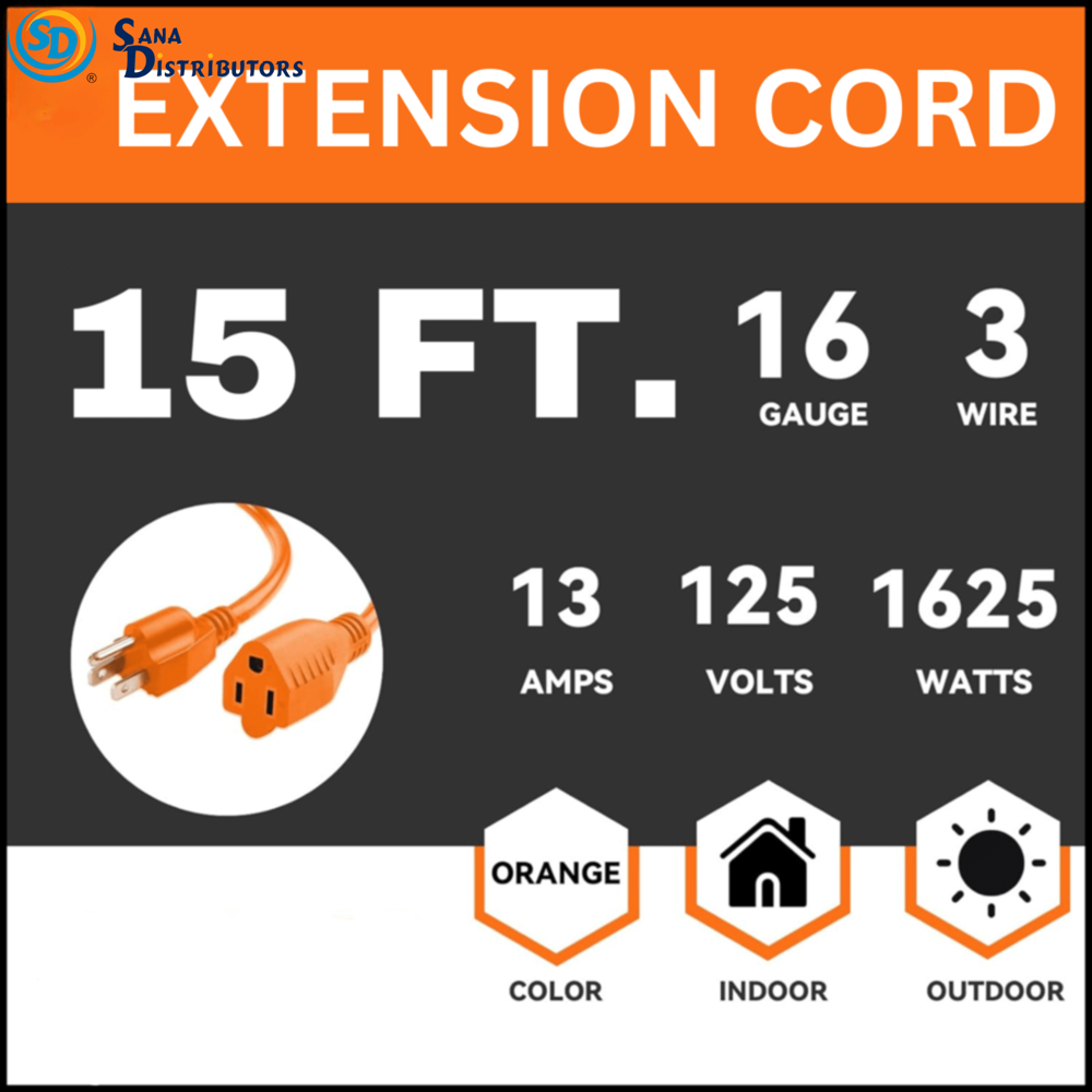 Sd Indoor Outdoor Extension Cord 15ft