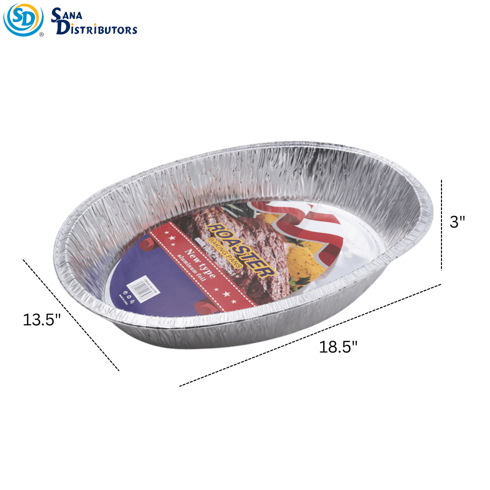 Aluminum Foil Oval Roaster Pan [18.5" x 13.5" x 3"]
