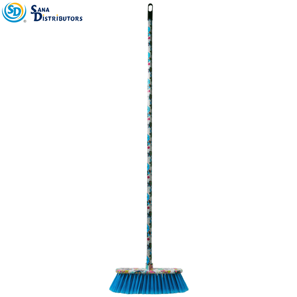 Plastic Broom with Handle 51" - Assorted Flower Designs