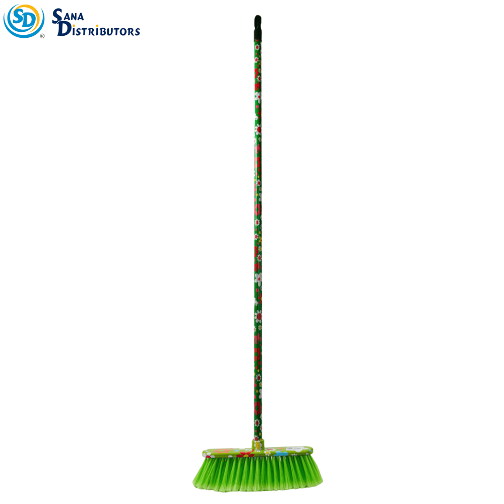 Plastic Broom with Handle 51" - Assorted Flower Designs