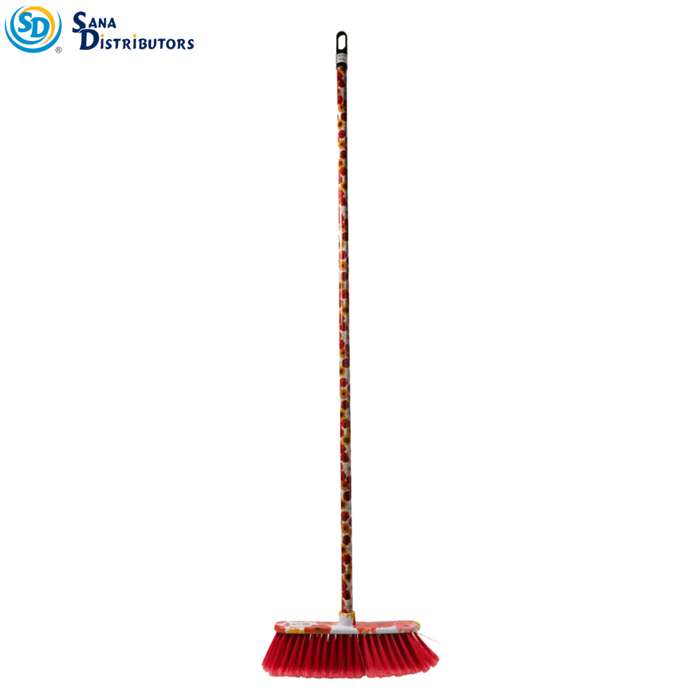 Plastic Broom with Handle 51" - Assorted Flower Designs